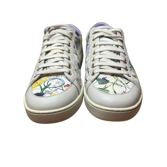 Gucci Flora Infinity Leather Low Top Sneakers Floral with Butterfly EU 38 US 8 - Picture 5 of 14